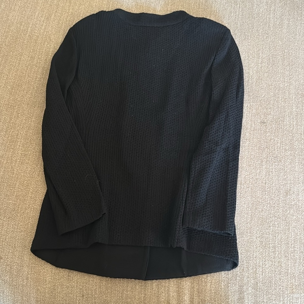 St. John Caviar Long Sleeve Texture Waffle Black Knit Blazer Jacket Size 10 - Picture 5 of 7